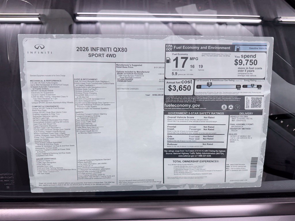 Certified 2026 INFINITI QX80 4WD w/ Sport Exterior Package image 50
