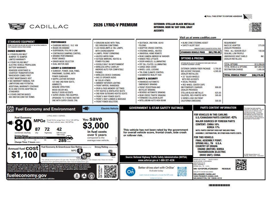 New 2026 Cadillac Lyriq V w/ Exterior Carbon Fiber Package image 25