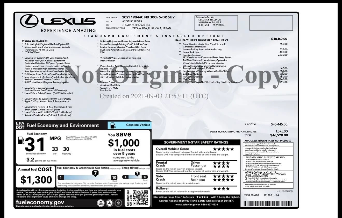 Used 2021 Lexus NX 300h AWD w/ Premium Package image 12