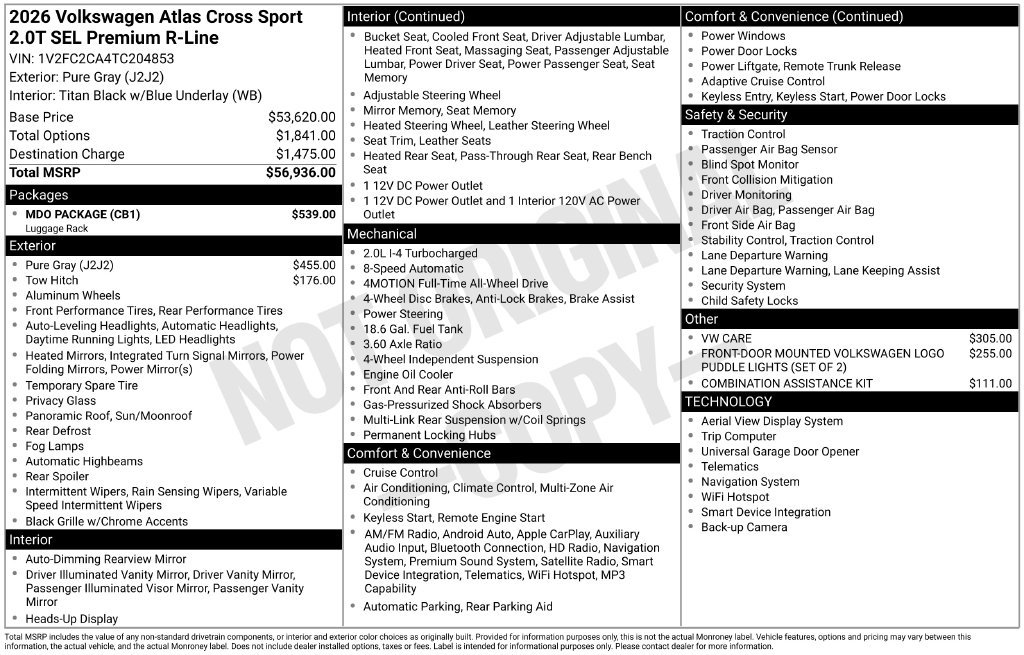 Used 2026 Volkswagen Atlas Cross Sport SEL Premium R-Line w/ MDO Package AWD/4WD image 7