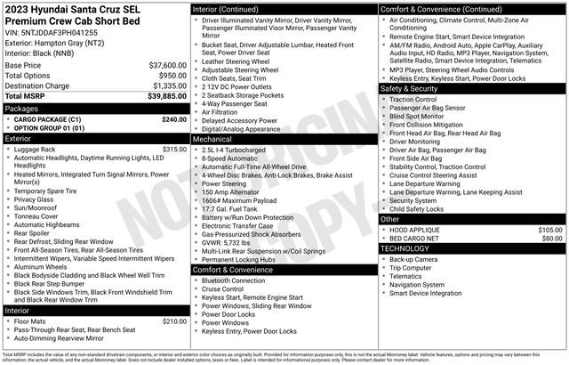 Certified 2023 Hyundai Santa Cruz SEL Premium w/ Cargo Package image 10