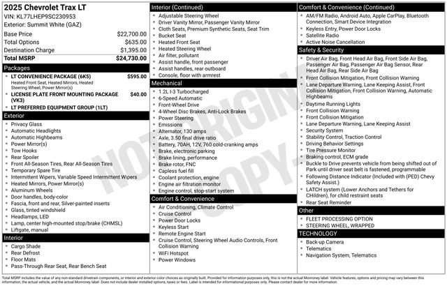Used 2025 Chevrolet Trax LT w/ LT Convenience Package FWD image 5