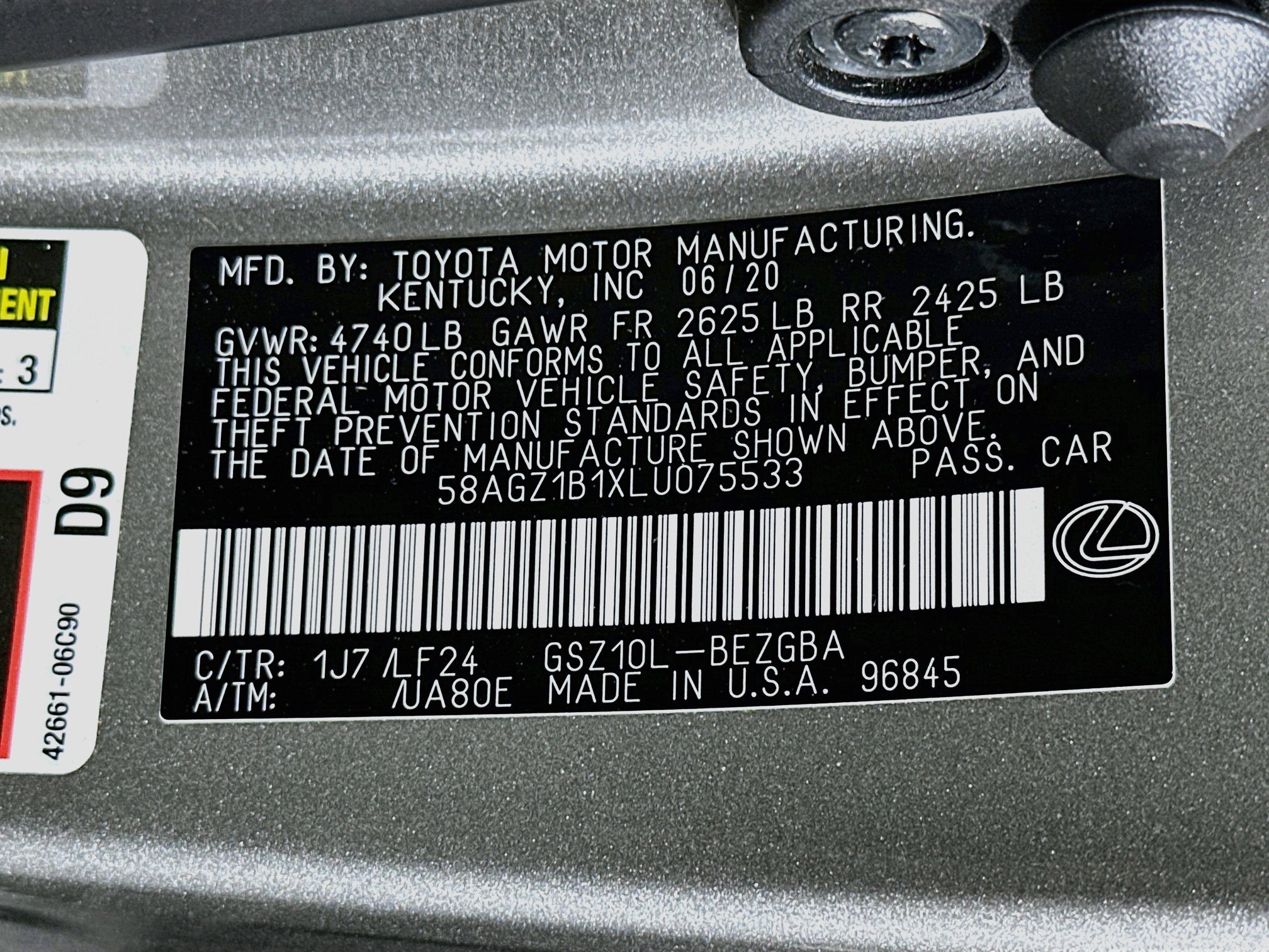 Used 2020 Lexus ES 350 F Sport w/ Accessory Package 2 FWD image 12