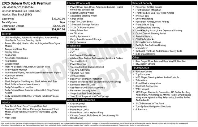 Used 2025 Subaru Outback Premium AWD/4WD image 3