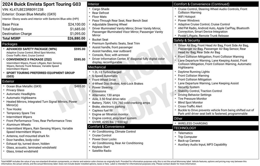 Used 2024 Buick Envista Sport Touring w/ Convenience II Package FWD image 23