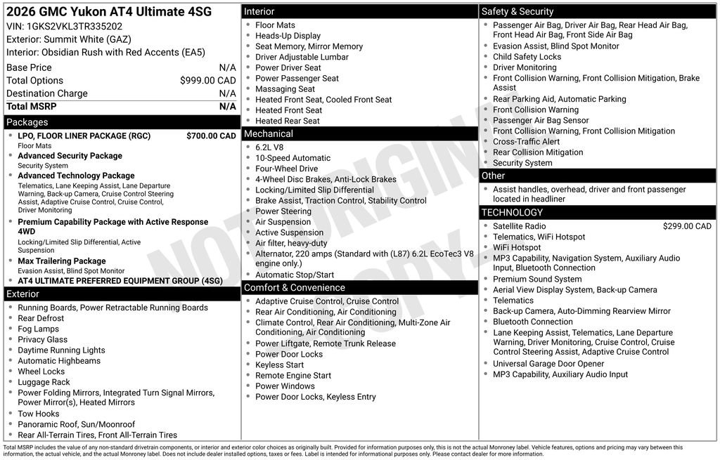 Used 2026 GMC Yukon AT4 Ultimate w/ LPO, Floor Liner Package AWD/4WD image 86