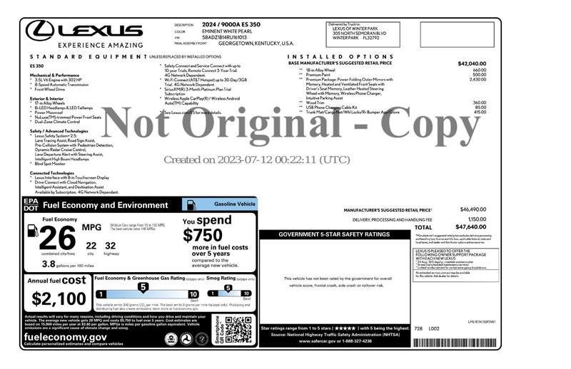 Used 2024 Lexus ES 350 ES 350 w/ Premium Package image 2