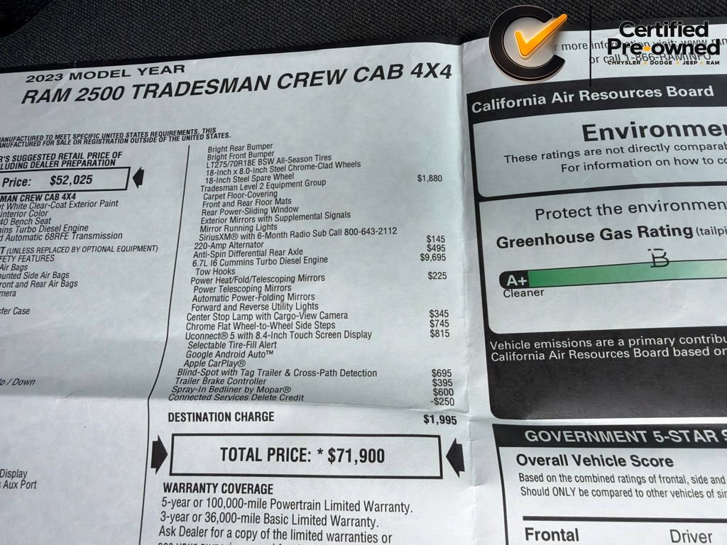 Certified 2023 RAM 2500 Tradesman AWD/4WD image 50