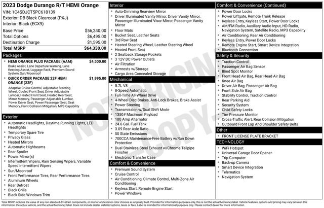 Used 2023 Dodge Durango R/T w/ Hemi Orange Plus Package AWD/4WD image 28