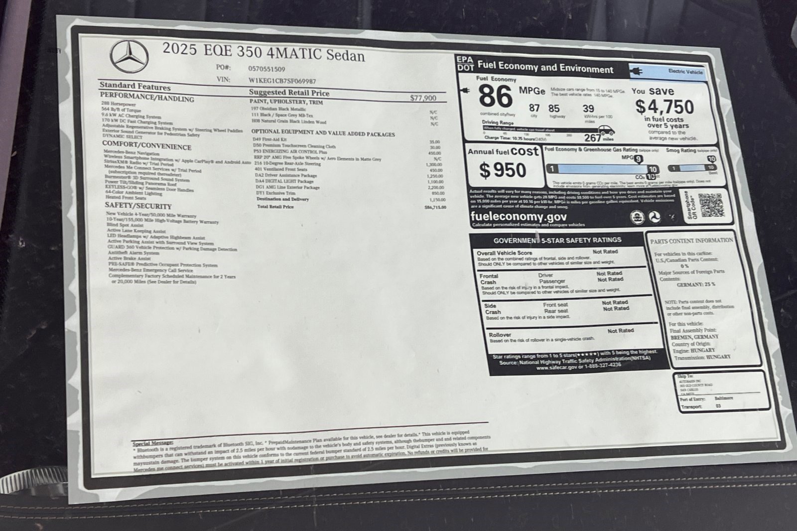 New 2025 Mercedes-Benz EQE 350+ 4MATIC Sedan image 20