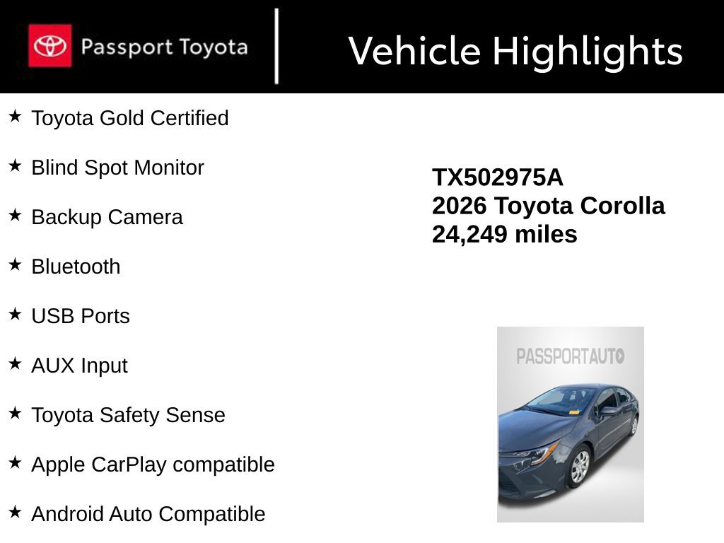 Certified 2026 Toyota Corolla LE FWD image 8