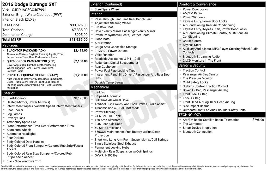 Used 2016 Dodge Durango SXT w/ Blacktop Package image 6