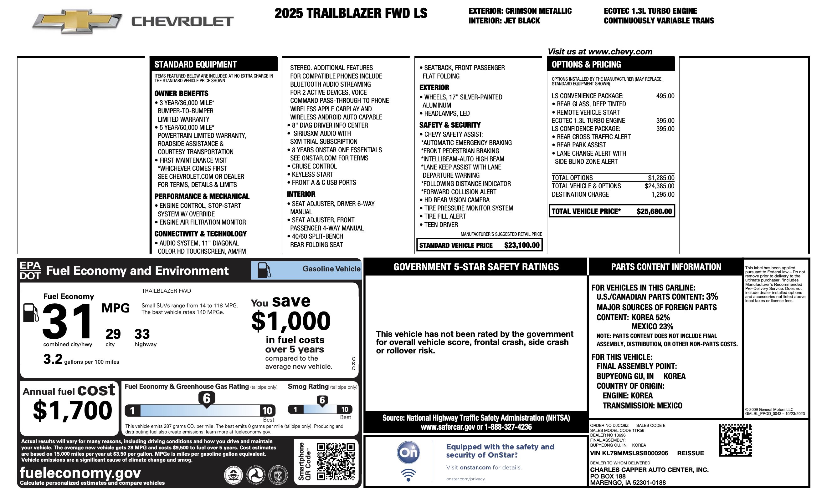 Used 2025 Chevrolet TrailBlazer LS w/ LS Convenience Package FWD image 5