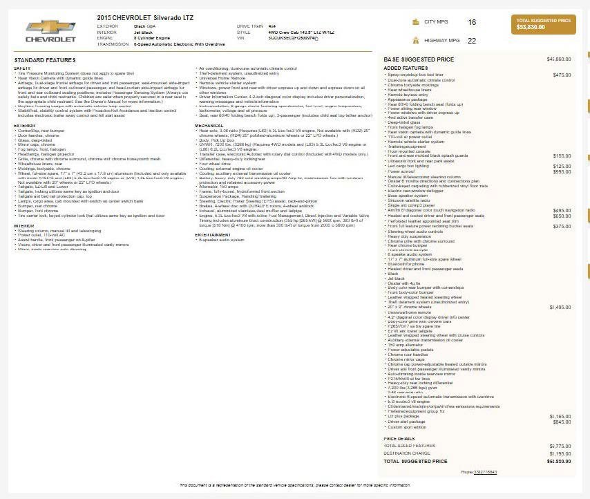 Used 2015 Chevrolet Silverado 1500 LTZ w/ Custom Sport Edition image 4