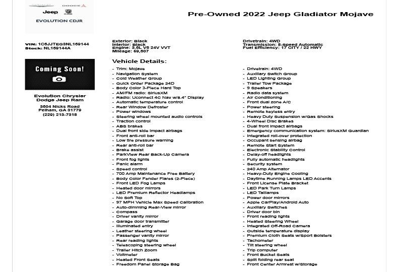Used 2022 Jeep Gladiator Mojave w/ LED Lighting Group AWD/4WD image 4