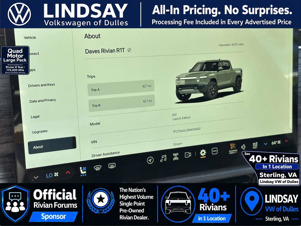 Used 2022 Rivian R1T Launch Edition AWD/4WD image 25