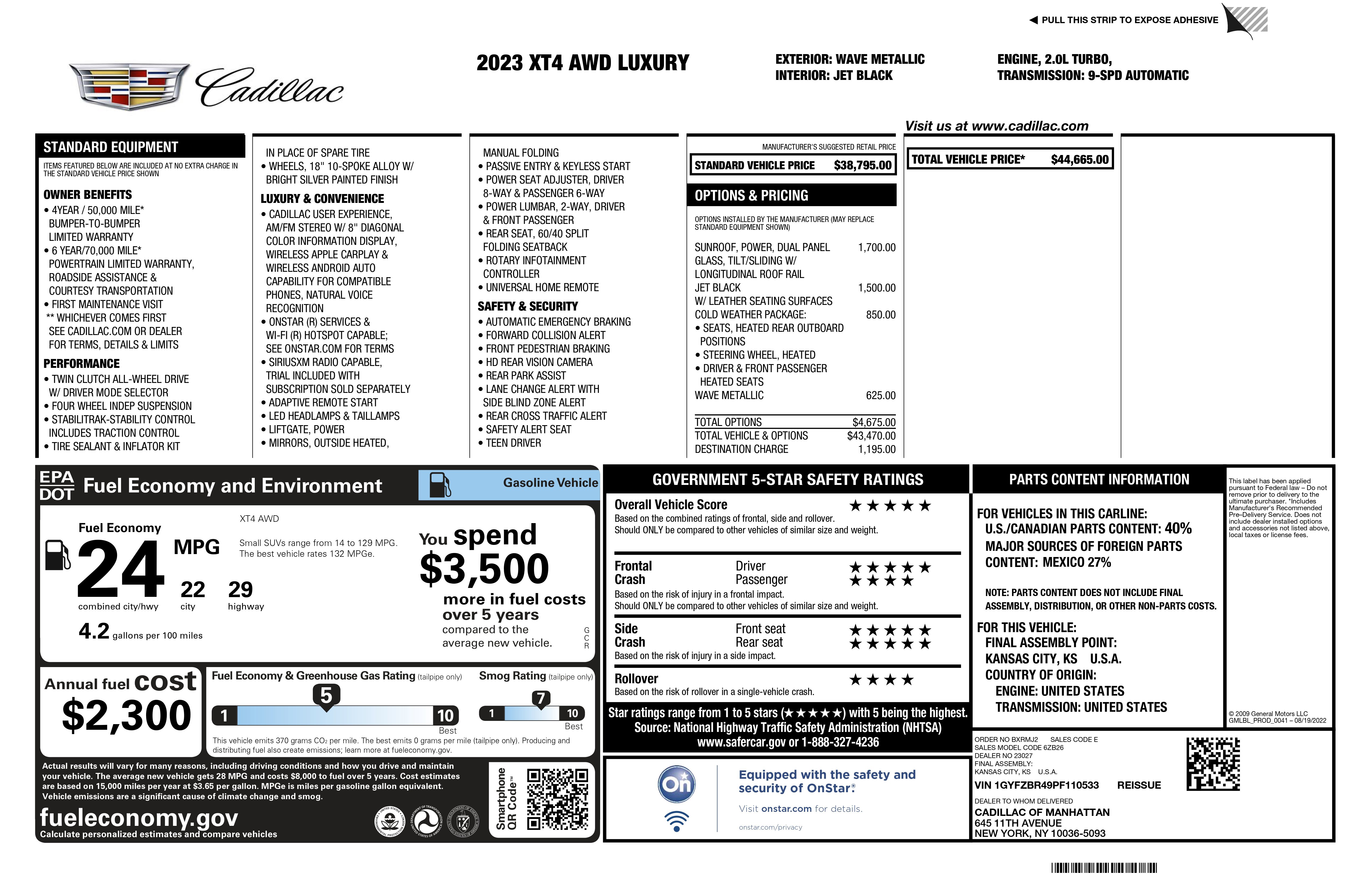 Certified 2023 Cadillac XT4 Luxury w/ Cold Weather Package AWD/4WD image 2