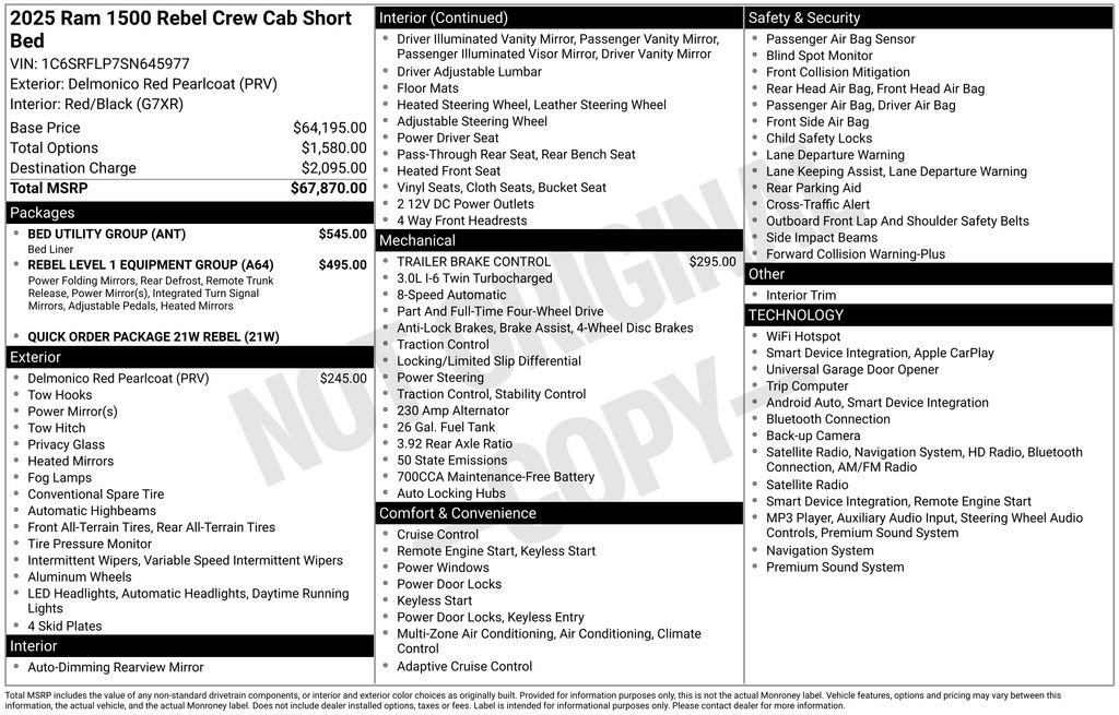 Used 2025 RAM 1500 Rebel w/ Bed Utility Group AWD/4WD image 5