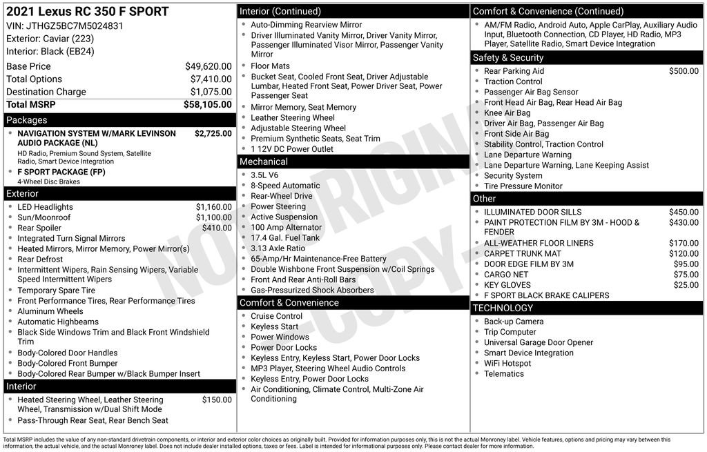 Used 2021 Lexus RC 350 F Sport image 2