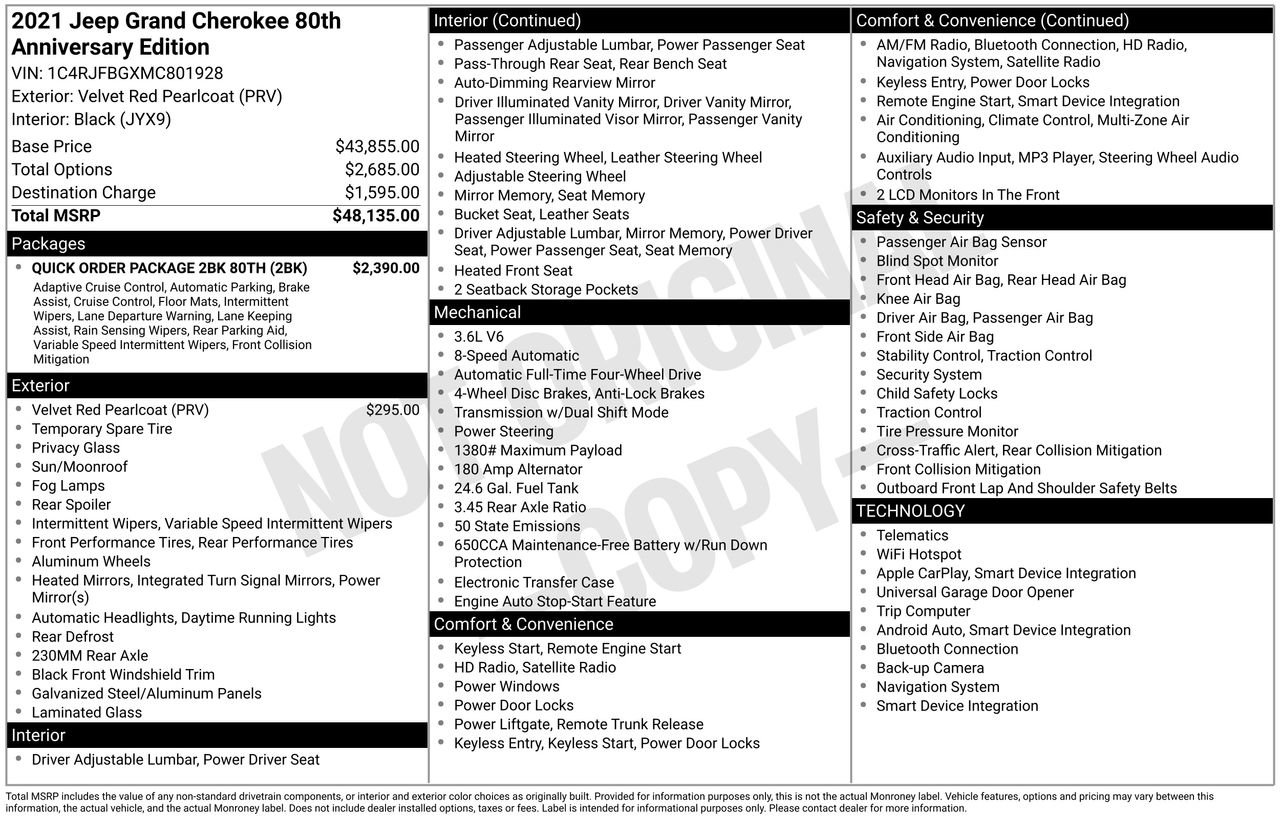 Used 2021 Jeep Grand Cherokee Limited w/ Quick Order Package 28K 80th image 48