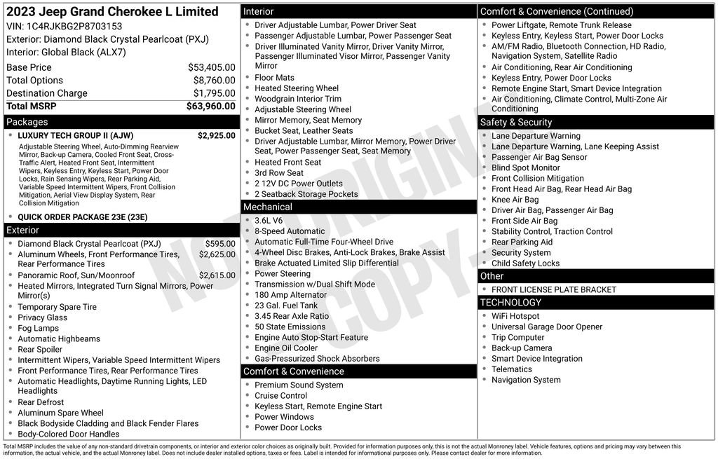 Certified 2023 Jeep Grand Cherokee L Limited w/ Luxury Tech Group II AWD/4WD image 43