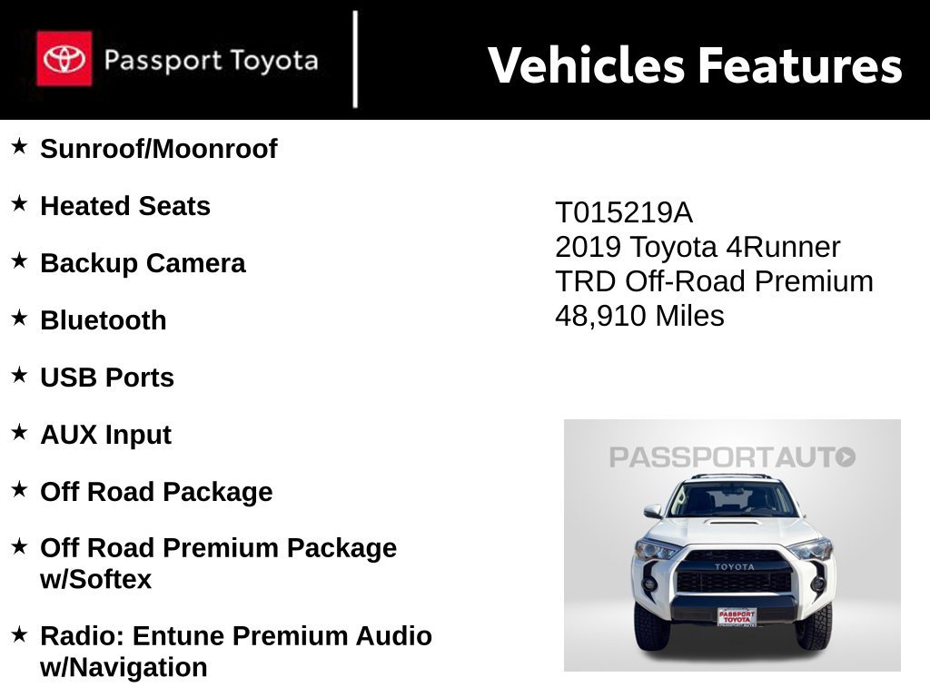 Used 2019 Toyota 4Runner TRD Off-Road Premium AWD/4WD image 10