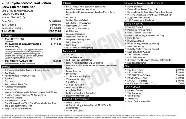 Used 2023 Toyota Tacoma 4x4 Double Cab w/ Trail Edition image 19