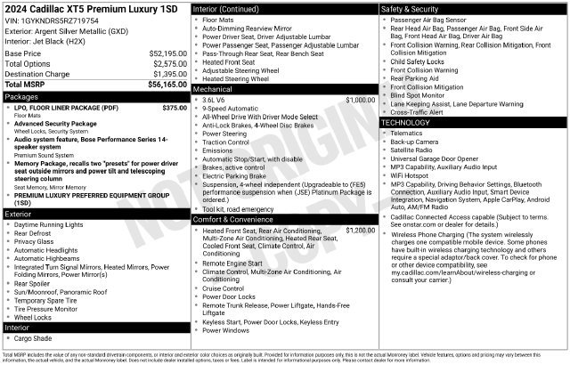 Certified 2024 Cadillac XT5 Premium Luxury w/ LPO, Floor Liner Package AWD/4WD image 37
