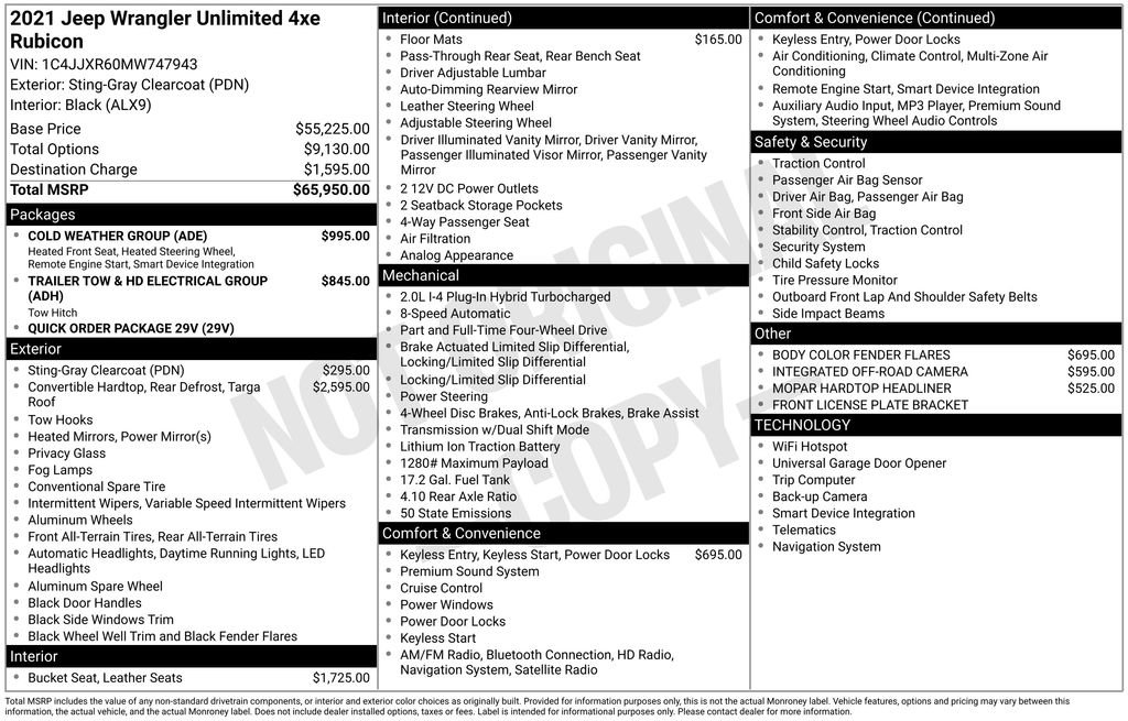 Certified 2021 Jeep Wrangler Unlimited Rubicon 4xe w/ Cold Weather Group image 21