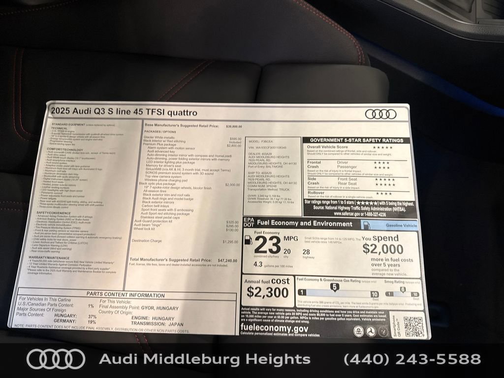 Used 2025 Audi Q3 2.0T Premium Plus w/ Premium Plus Package image 40