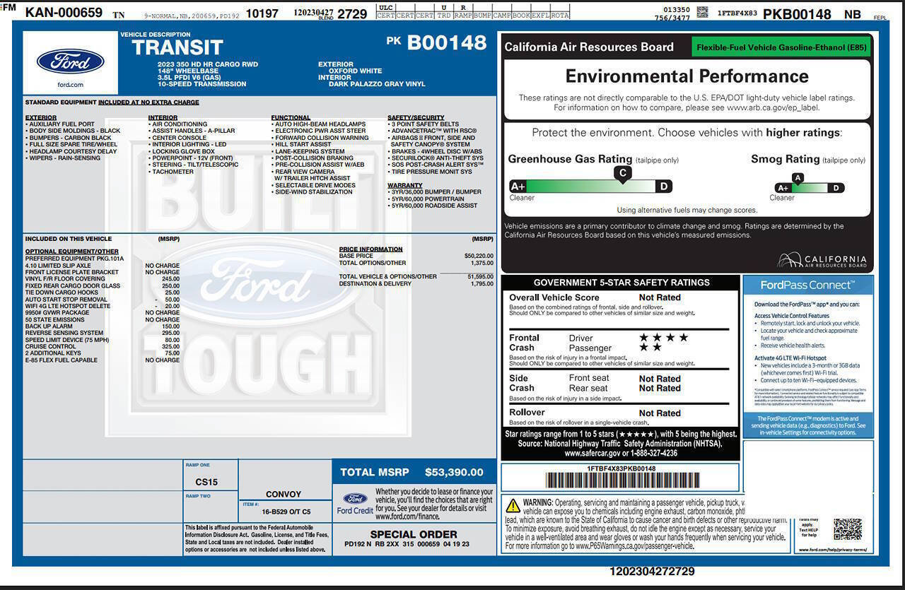 Used 2023 Ford Transit 350 148 High Roof Extended DRW RWD image 7