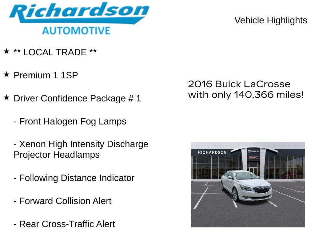 Used 2016 Buick LaCrosse Premium w/ Driver Confidence Package #1 AWD/4WD image 12