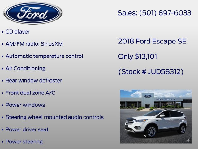 Certified 2018 Ford Escape SE w/ SE Sync 3 Package FWD image 13