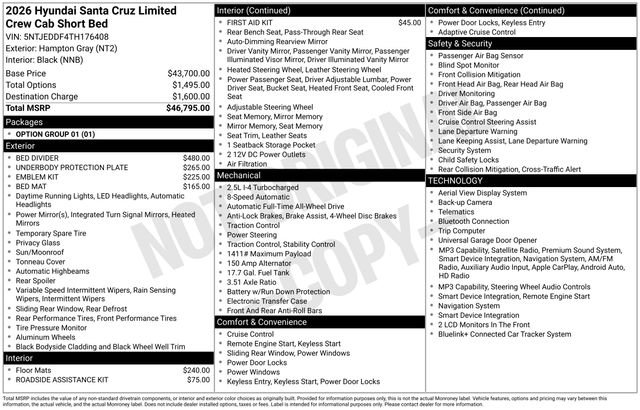 New 2026 Hyundai Santa Cruz Limited AWD/4WD image 28