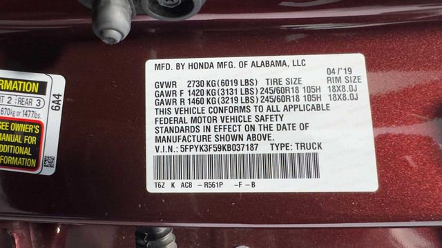 Used 2019 Honda Ridgeline RTL image 37