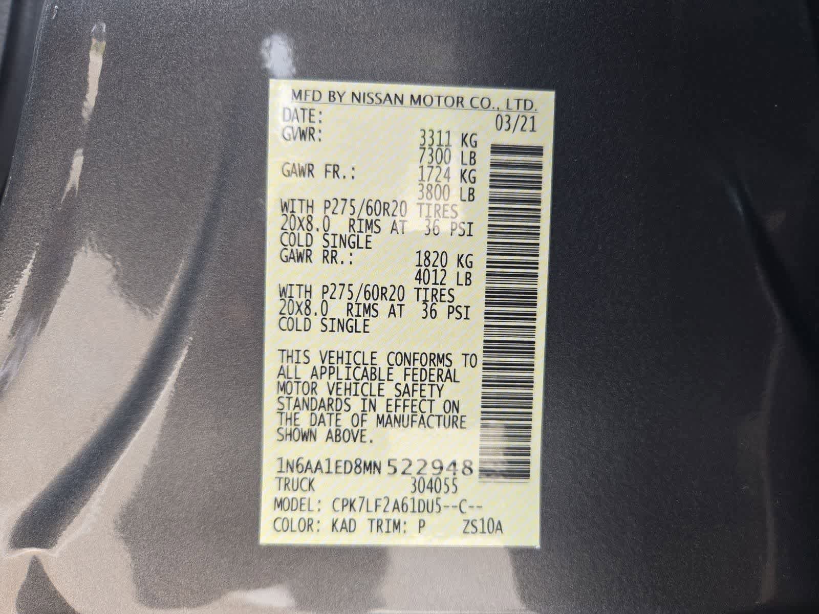 Used 2021 Nissan Titan Platinum Reserve AWD/4WD image 36