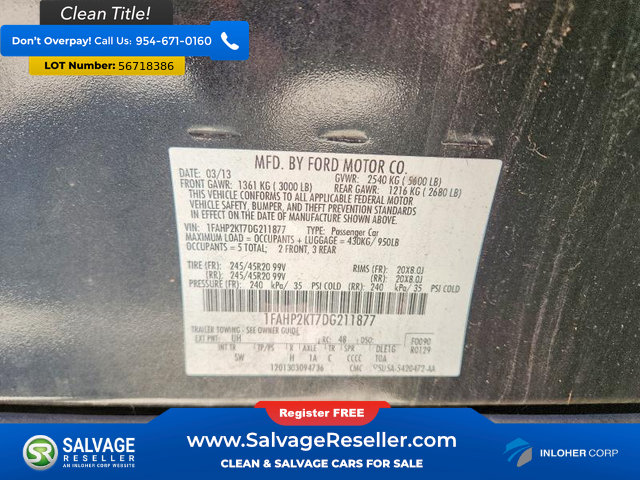 Used 2013 Ford Taurus SHO AWD/4WD image 16
