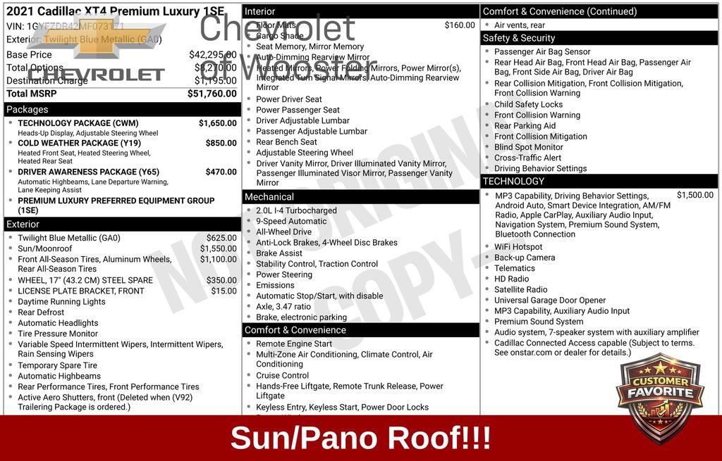 Used 2021 Cadillac XT4 Premium Luxury w/ Technology Package