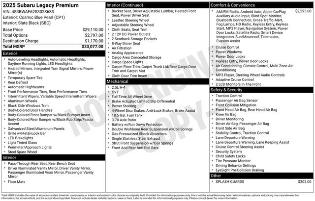 Certified 2025 Subaru Legacy Premium image 4