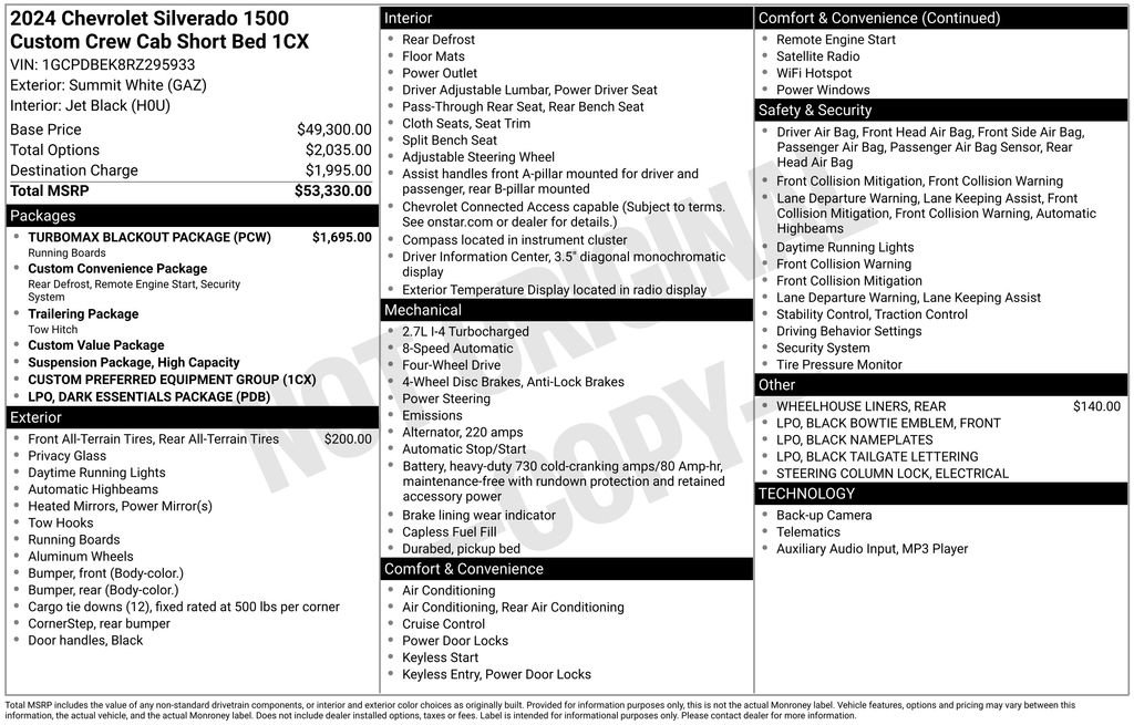 Used 2024 Chevrolet Silverado 1500 Custom w/ Turbomax Blackout Package image 15