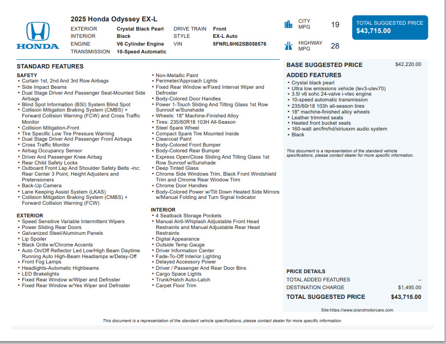 Used 2025 Honda Odyssey EX-L image 3