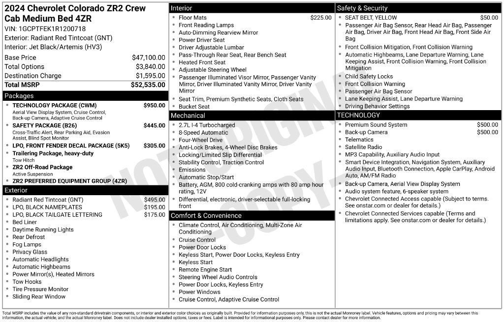 Used 2024 Chevrolet Colorado ZR2 w/ Technology Package AWD/4WD image 3