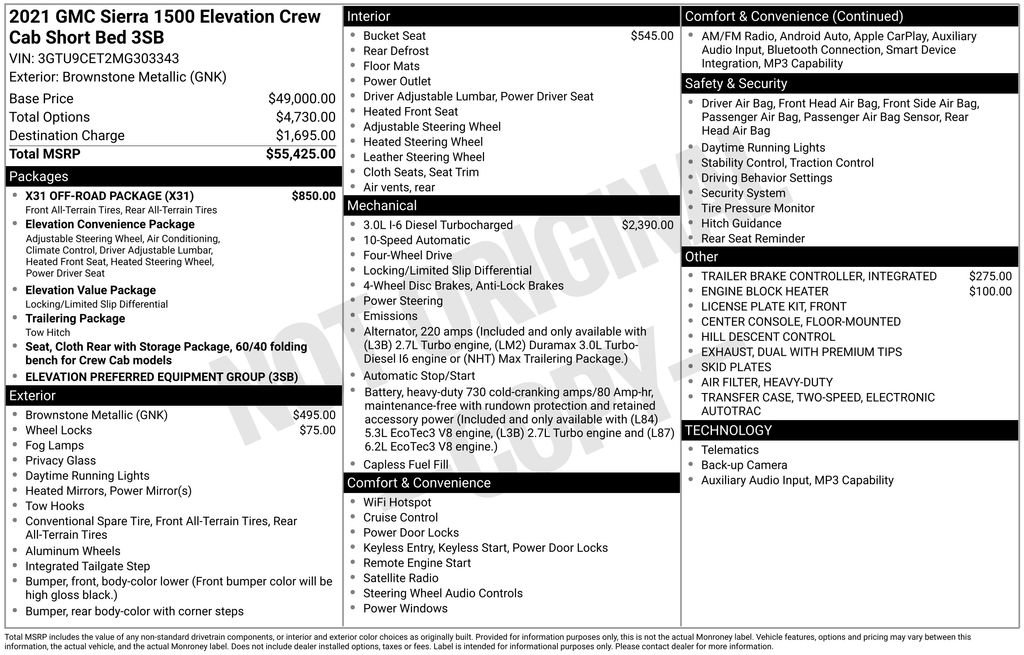 Used 2021 GMC Sierra 1500 Elevation w/ X31 Off-Road Package image 2