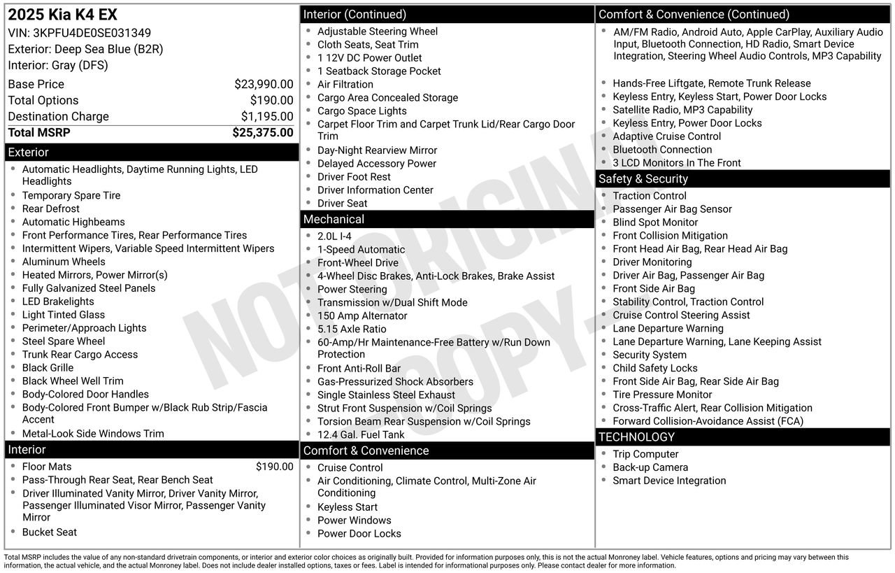 Used 2025 Kia K4 EX FWD image 5