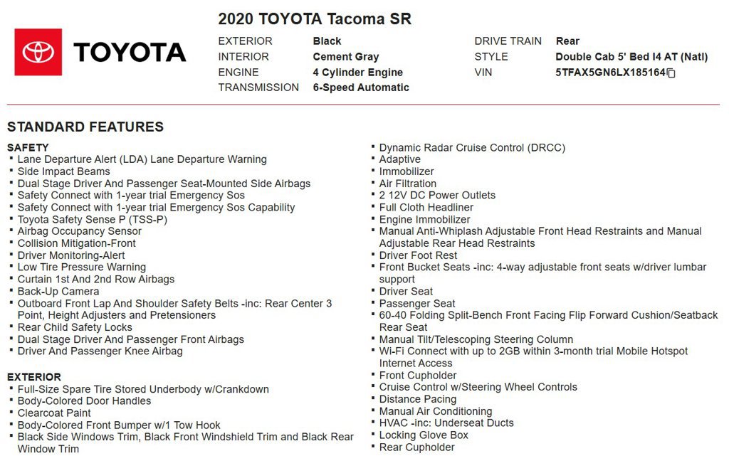 Used 2020 Toyota Tacoma SR w/ SR Convenience Package RWD image 17