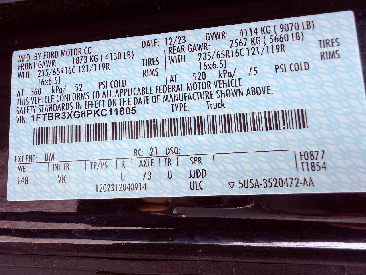 Used 2023 Ford Transit 250 148 High Roof Extended w/ Load Area Protection Package image 41