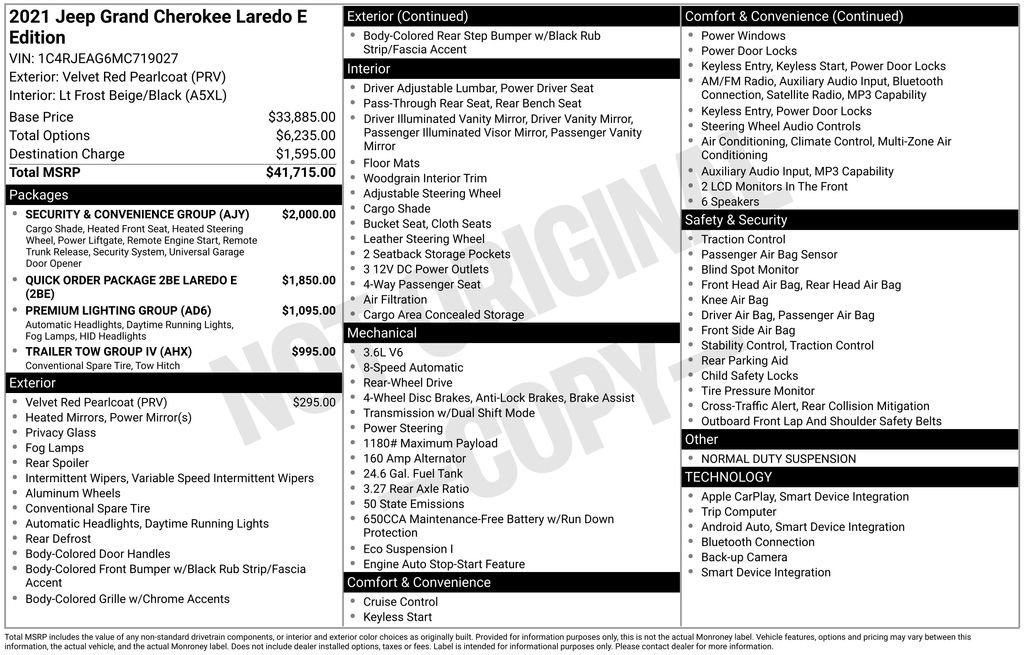 Certified 2021 Jeep Grand Cherokee Laredo w/ Security & Convenience Group RWD image 8