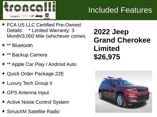 Certified 2022 Jeep Grand Cherokee Limited w/ Luxury Tech Group II image 5