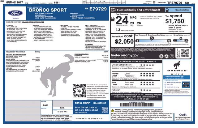 New 2026 Ford Bronco Sport Outer Banks w/ Sasquatch Outer Banks Package AWD/4WD image 25