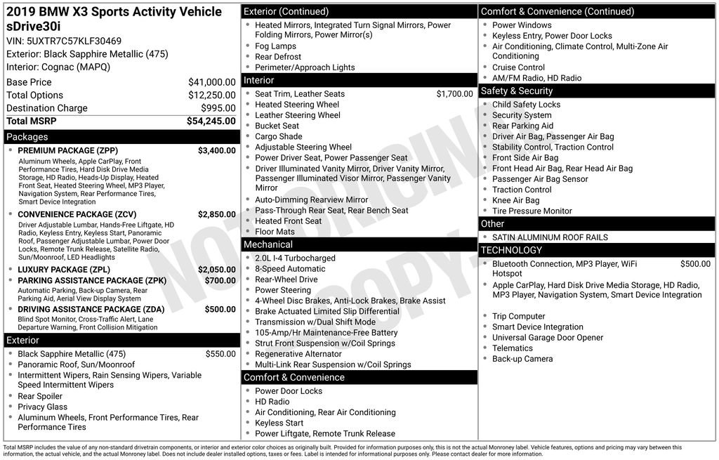 Used 2019 BMW X3 sDrive30i image 30